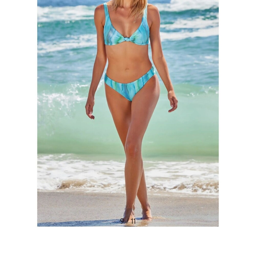 BECCA Blue Green Tie-Dye Bikini Bottoms Only